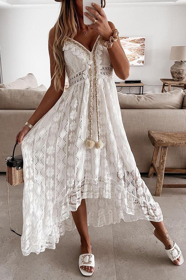 Lunimesd Crochet Fringe Lace Dress