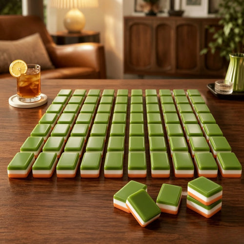 4-Layer TRANSPARENT ACRYLIC American Mahjong Game with Inner Embedded Green Diamond Pattern Por Crystal Mahjong for Family Indoor Gathering Leisure Entertainmentparty Games & Activities Set, Halloween, Christmas