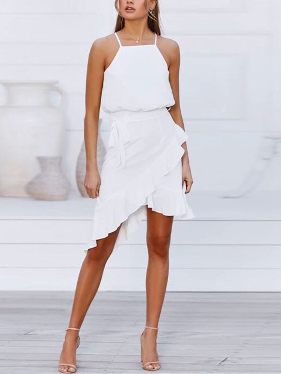 Lunimesd Sling Polka Dot Irregular Dress