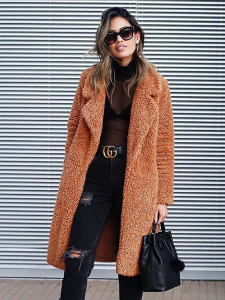 Lunimesd Long-Sleeved Lapel Plush Jacket(7 colors)