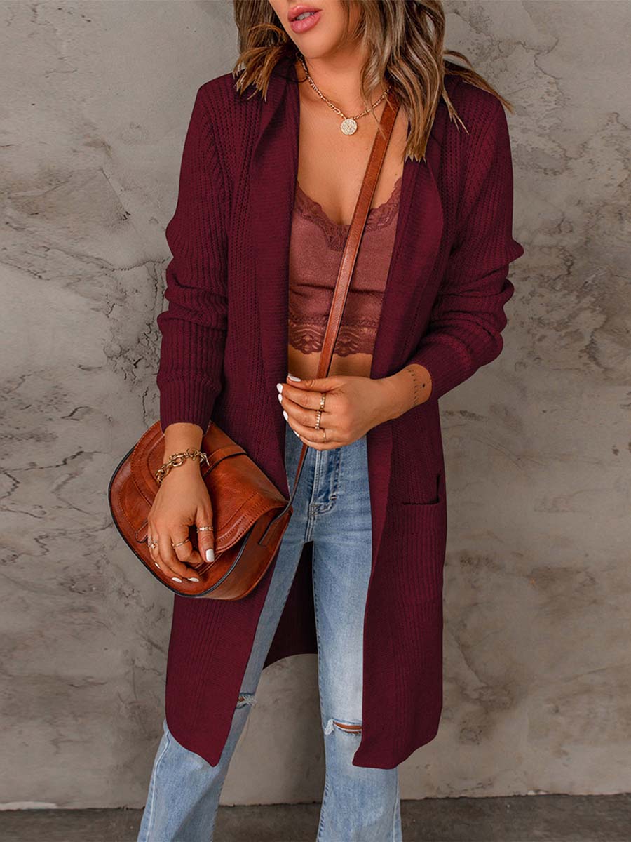 Lunimesd Solid Color Hooded Sweater Jacket