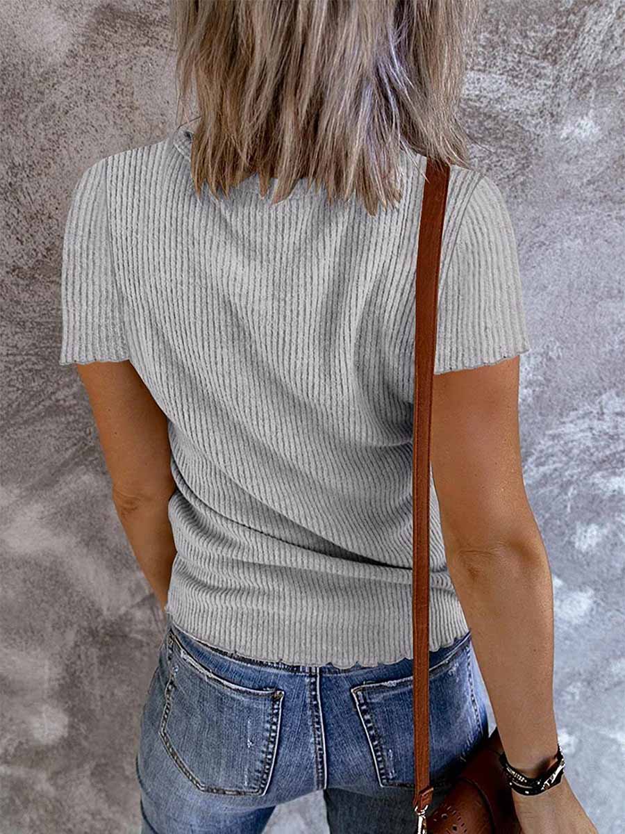 Lunimesd Solid Color V-Neck Short Sleeve T-Shirt(7 colors)