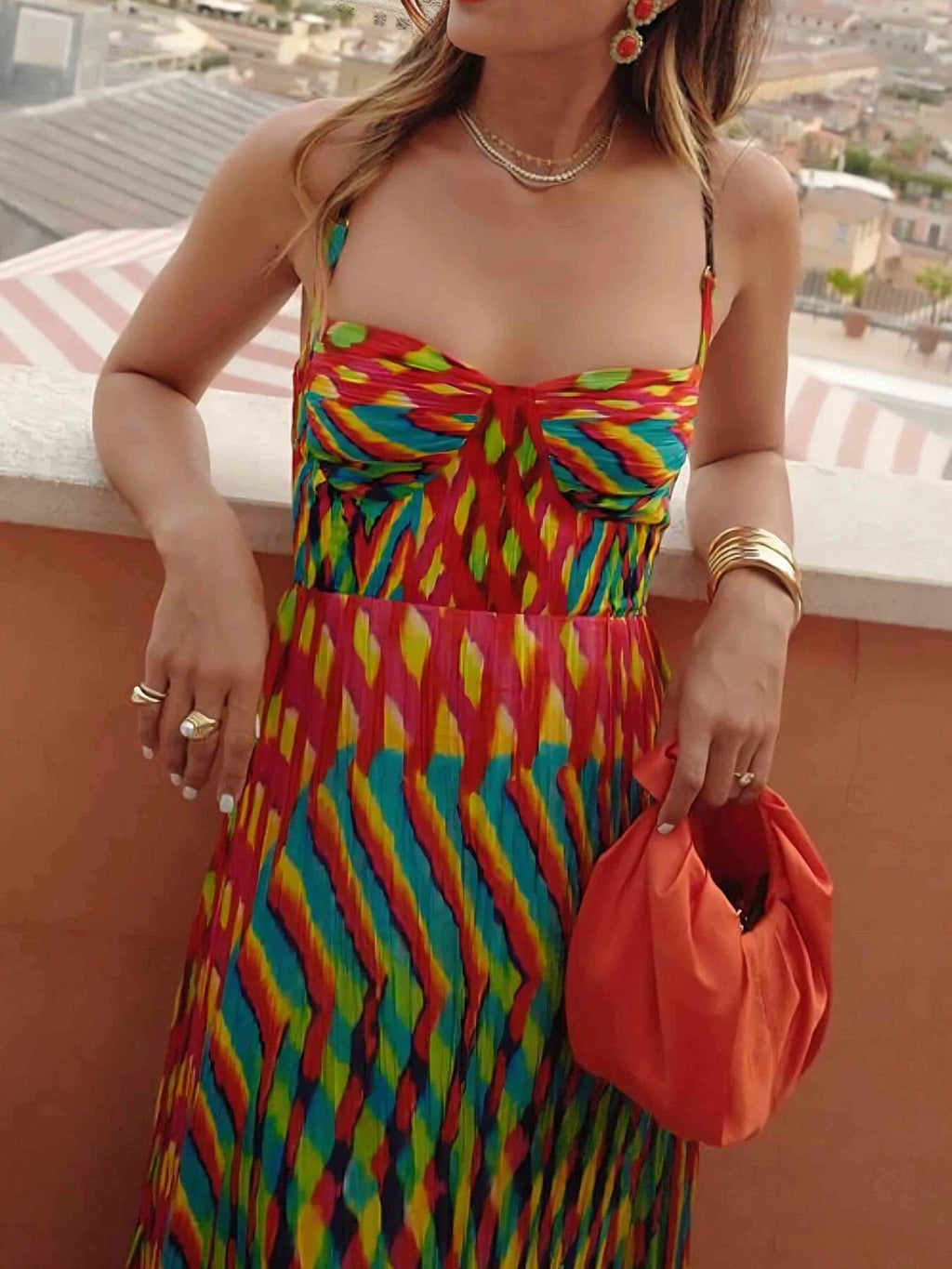 Elegant Painted A-Line Maxi Dress