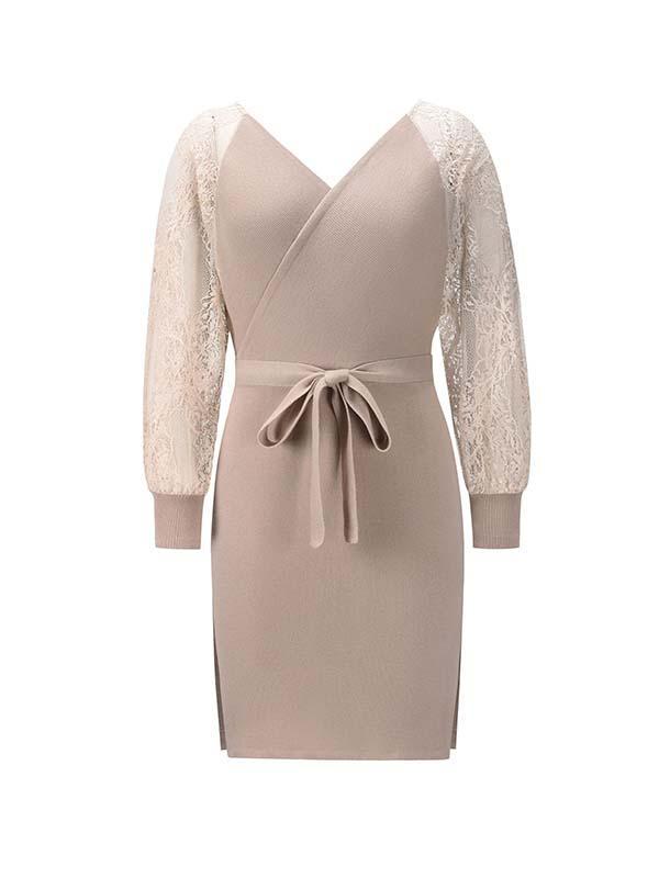 Lunimesd Lace V-Neck Knitted Dress