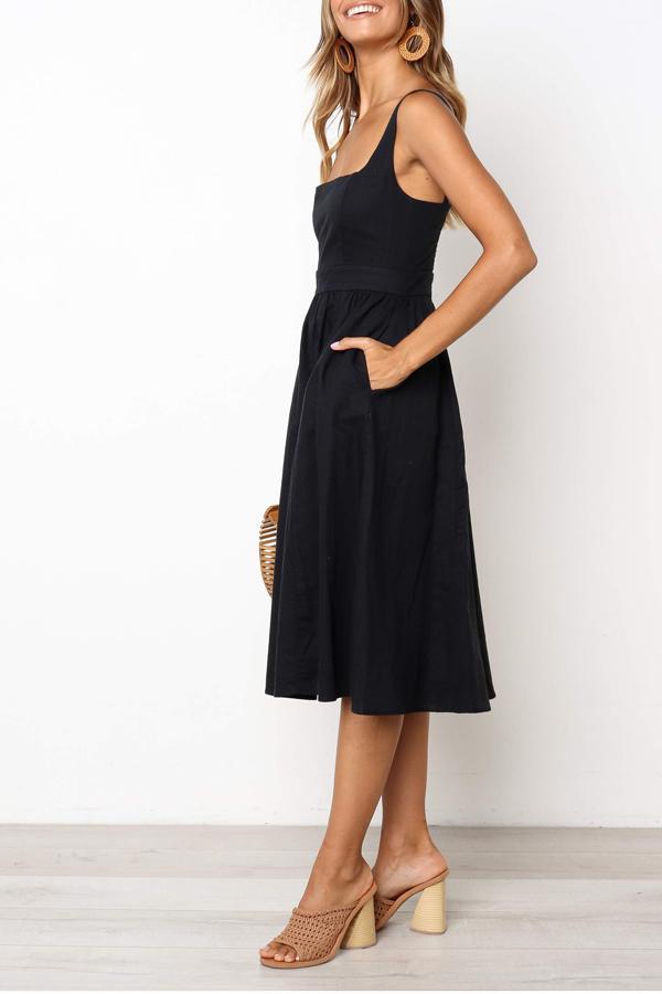 Lunimesd Sleeveless Solid Color Regular Fit Casual Wear Dress