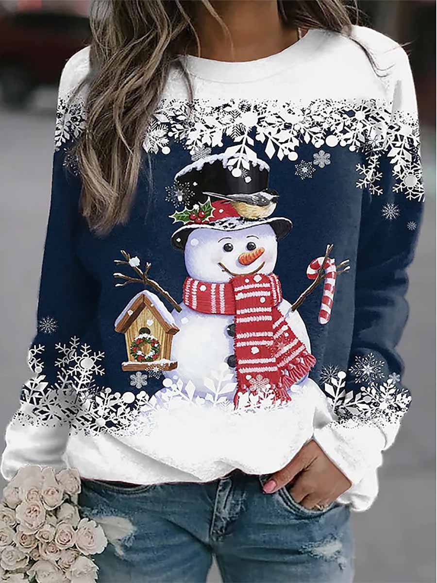 Lunimesd Christmas snowman print loose sweater(8 colors)