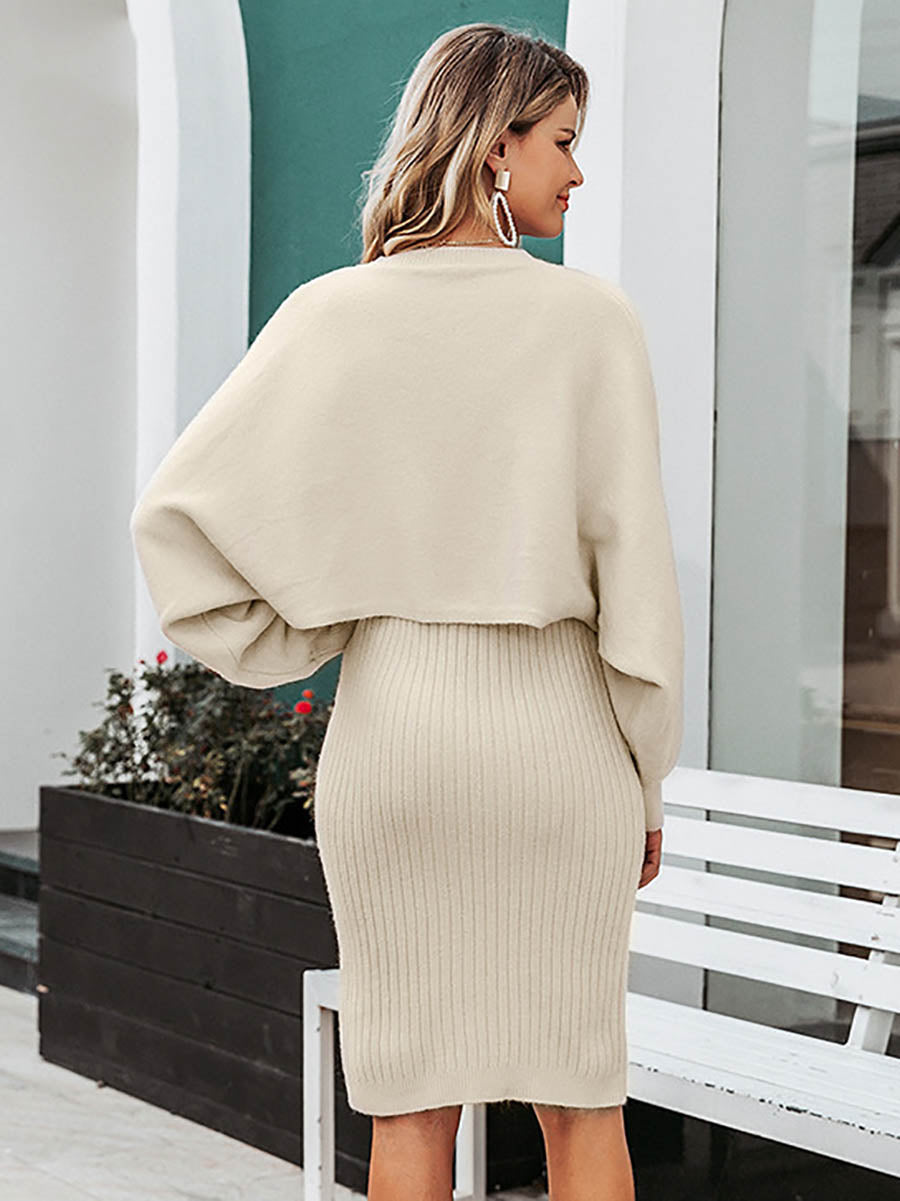 Lunimesd Full Of Surprises Ribbed Knit Midi Dress