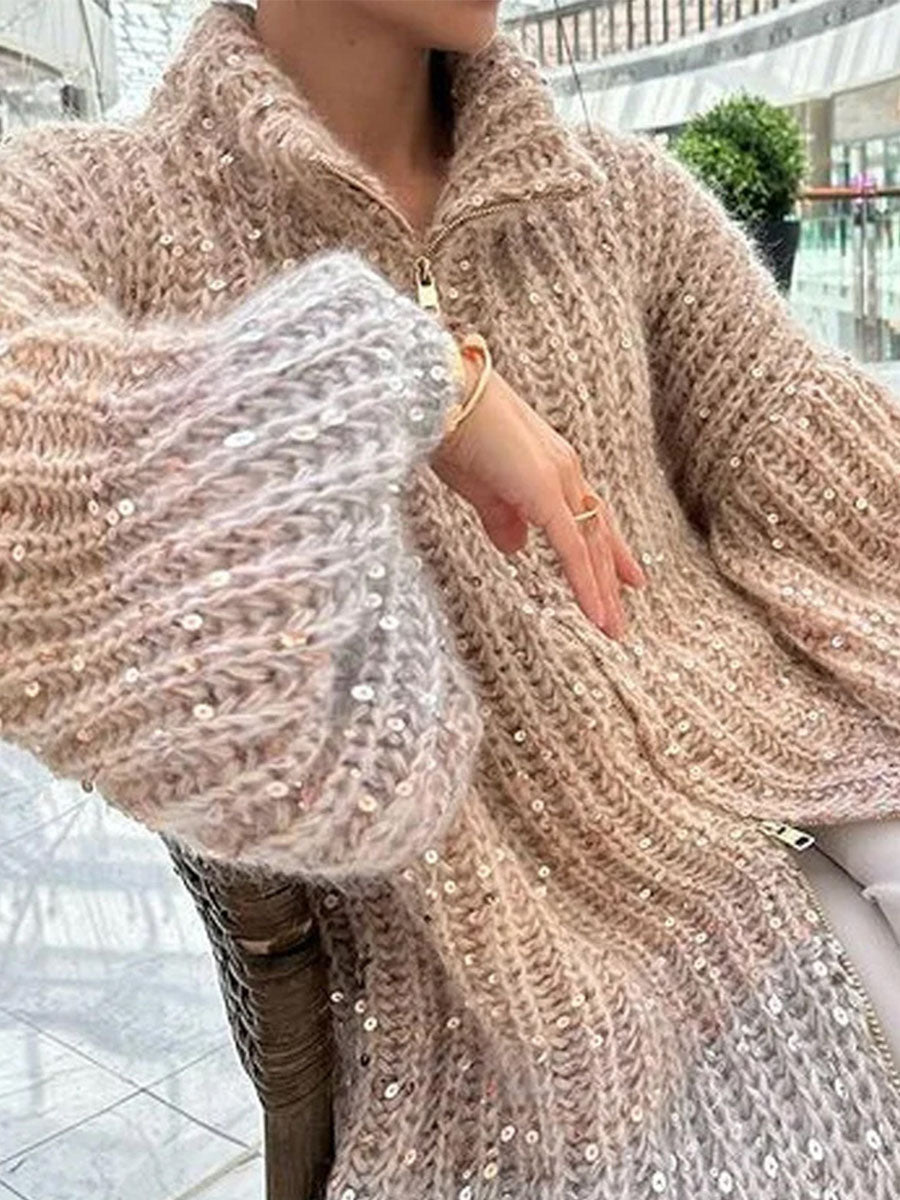 Gleam Luxe Relaxed Zip Cardigan