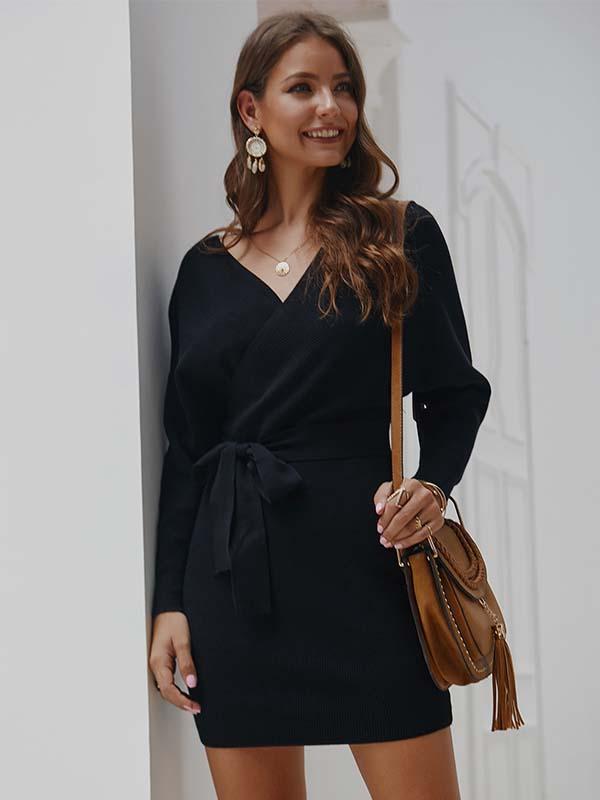 Lunimesd V Neck Sexy Mini Dress