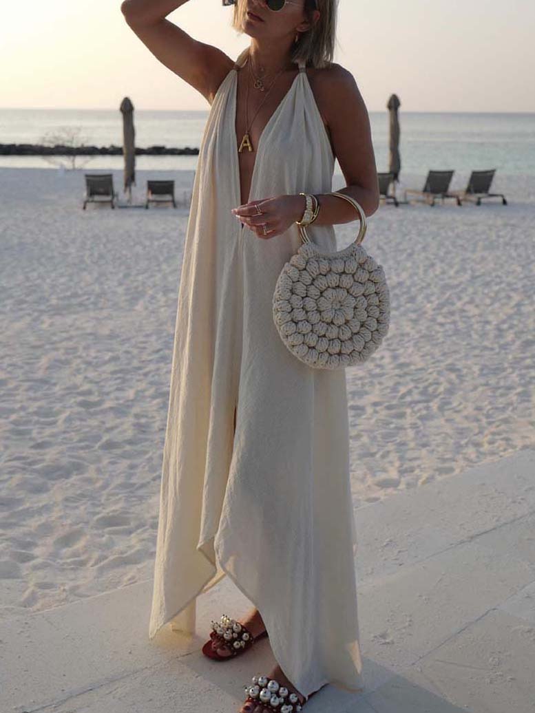 Lunimesd Sexy Sleeveless Halter Dress