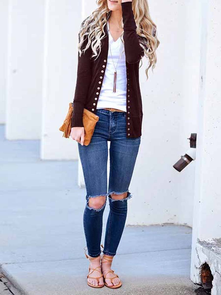 Lunimesd Buttons Cardigan Tops