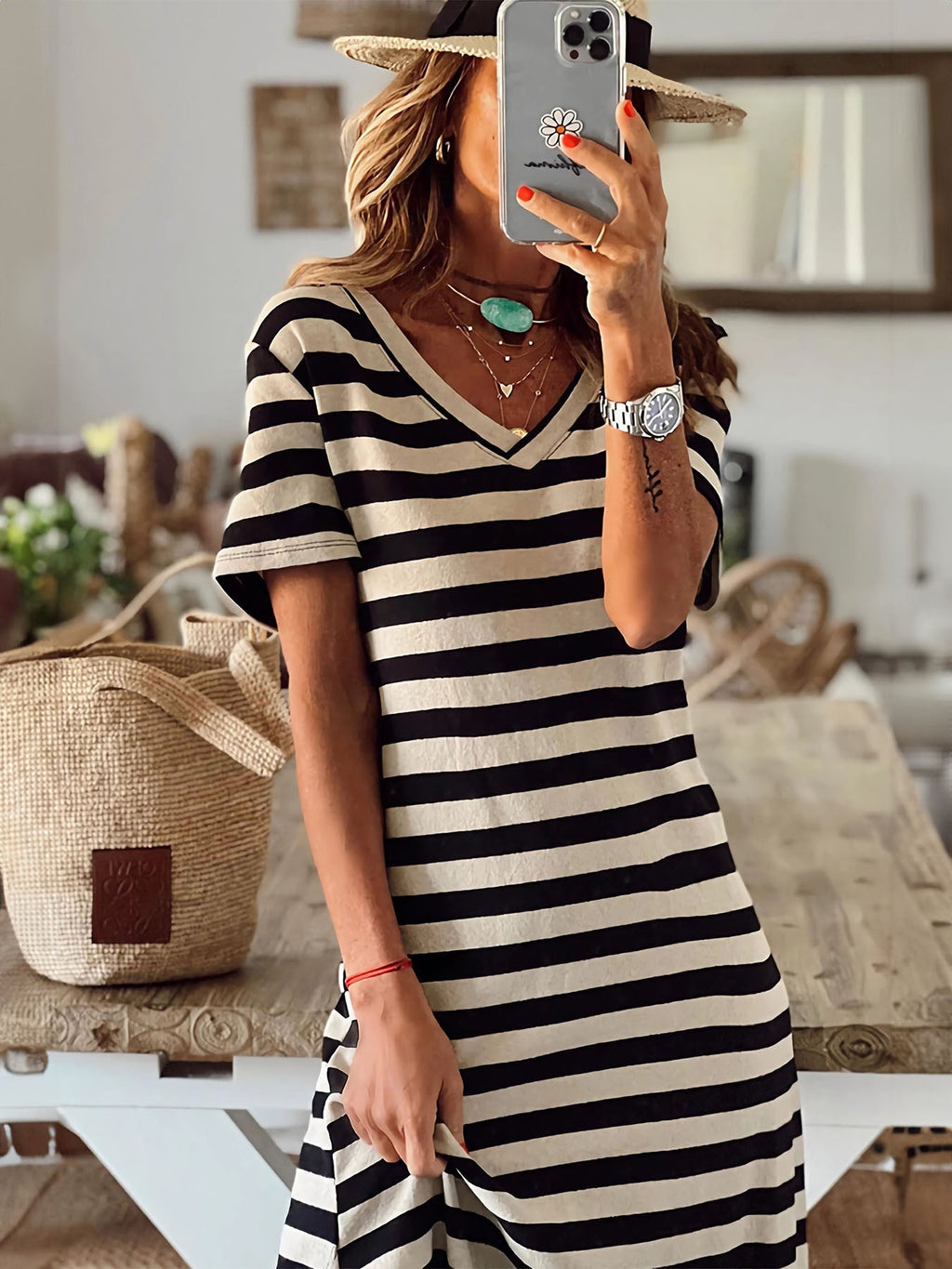 Striped Slit Dress