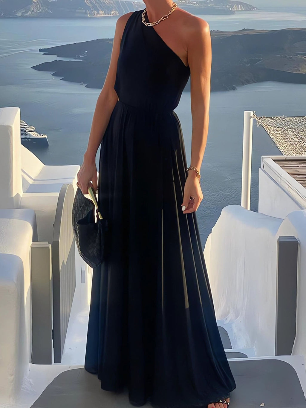 Solid Color Casual Dress