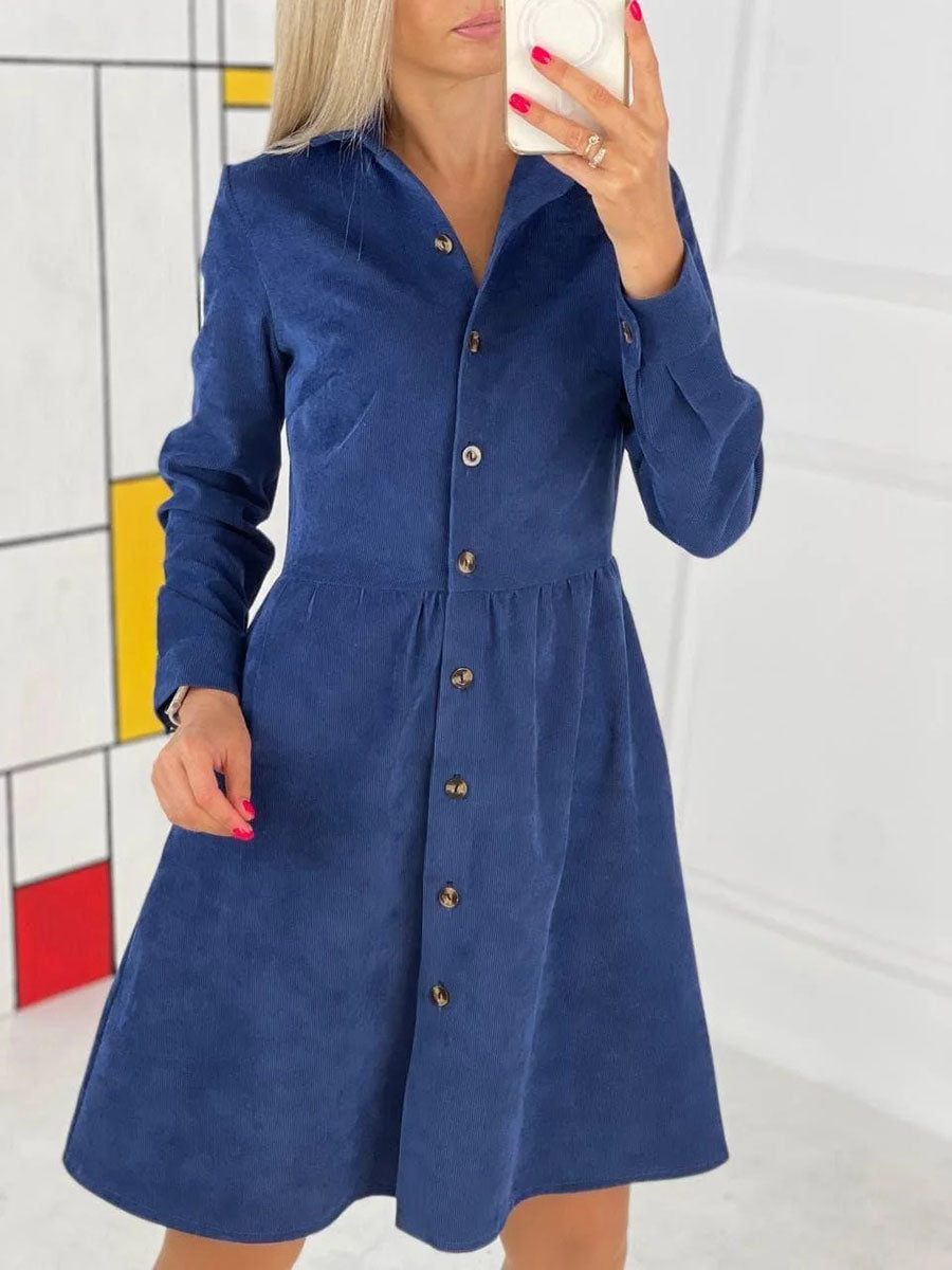 Lunimesd Single-Breasted Long-Sleeved Dress(4 colors)