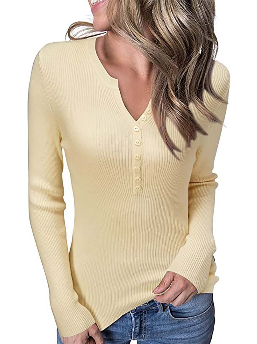 Lunimesd Button Slim Sexy Long-Sleeved T-Shirt(6 colors)