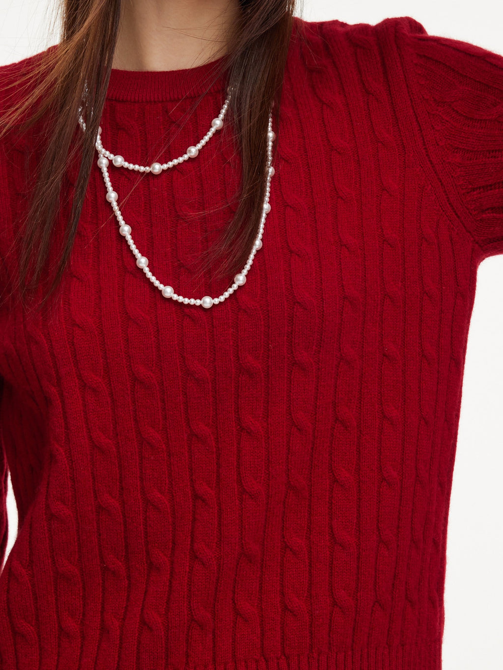 WOOL CABLE KNIT WOMEN SWEATER