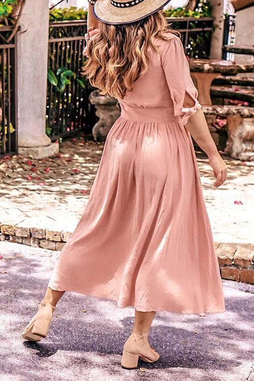 Lunimesd Button Knot Sleeve Dress