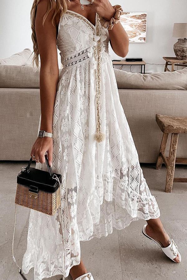 Lunimesd Crochet Fringe Lace Dress