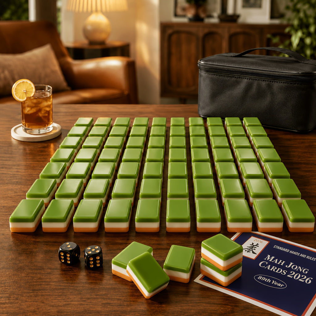 4-Layer TRANSPARENT ACRYLIC American Mahjong Game with Inner Embedded Green Diamond Pattern Por Crystal Mahjong for Family Indoor Gathering Leisure Entertainmentparty Games & Activities Set, Halloween, Christmas