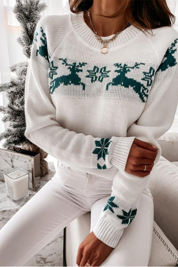 Lunimesd Christmas Snowflake Long-sleeved Knitted Sweater