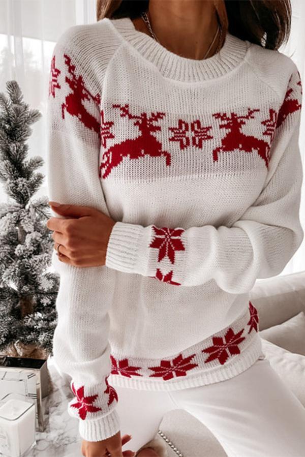 Lunimesd Christmas Snowflake Long-sleeved Knitted Sweater