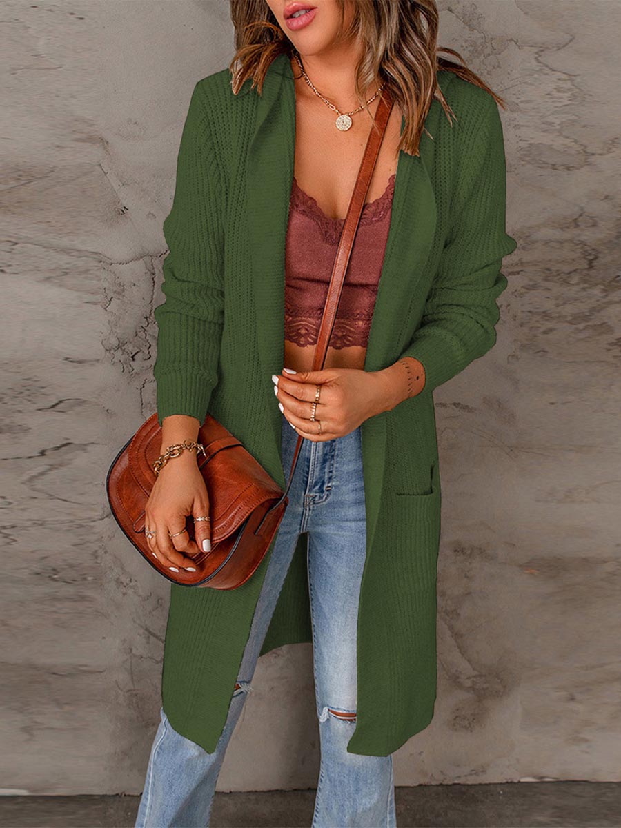 Lunimesd Solid Color Hooded Sweater Jacket