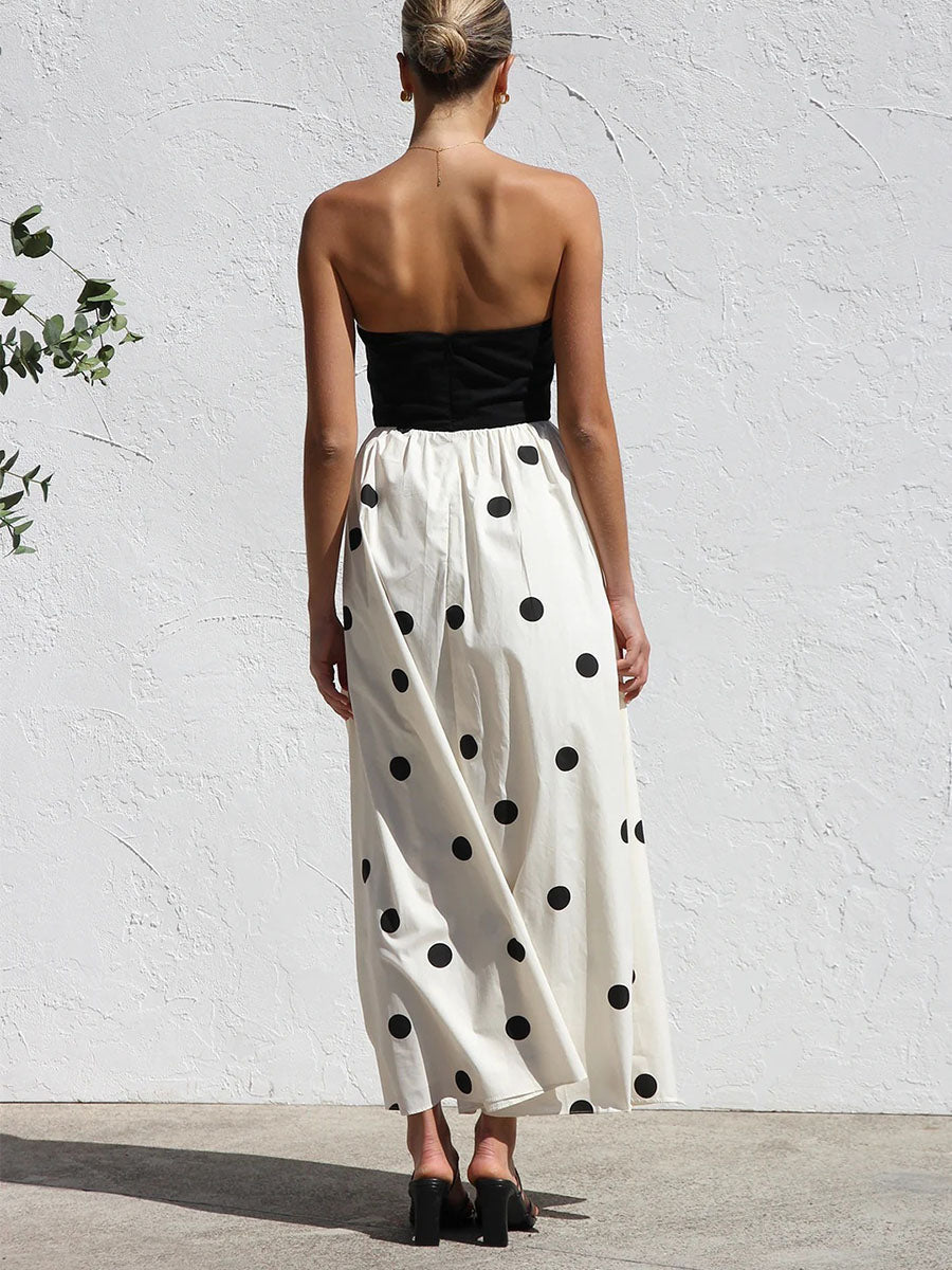 Classy Bandeau Polka Dot Dress