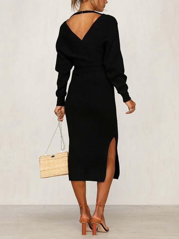 Lunimesd V Neck Autumn Dress