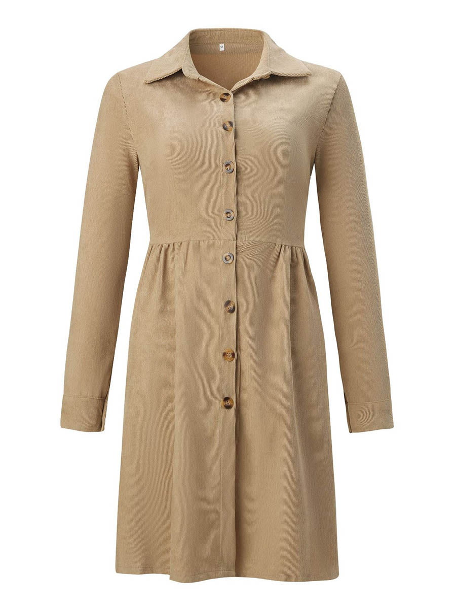 Lunimesd Single-Breasted Long-Sleeved Dress(4 colors)