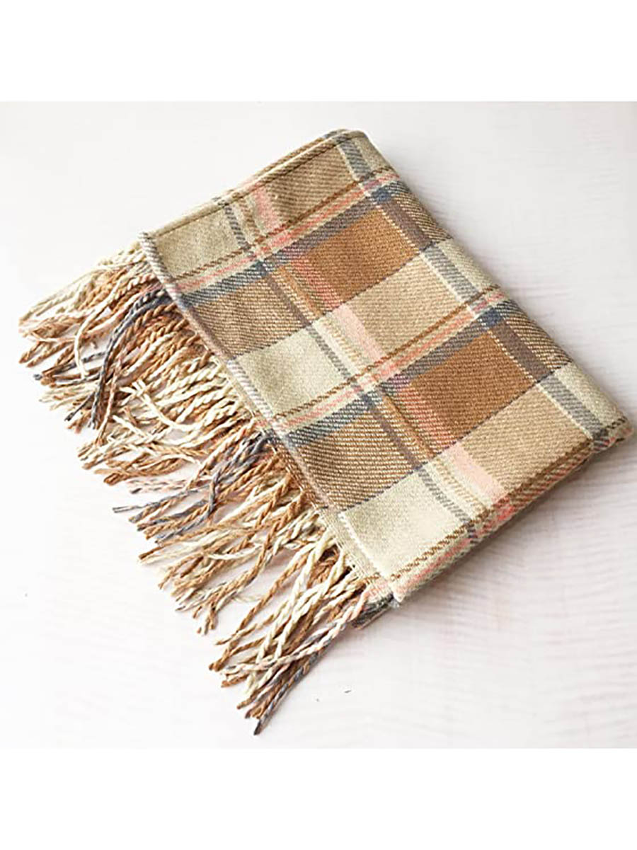 Lunimesd Warm Plaid Tassel Scarf