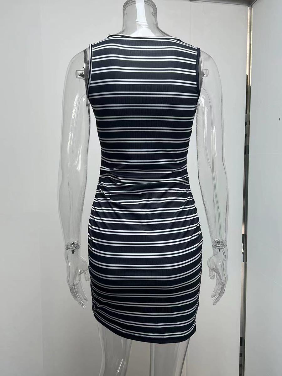 Lunimesd Striped Round Neck Dress(8 Colors)