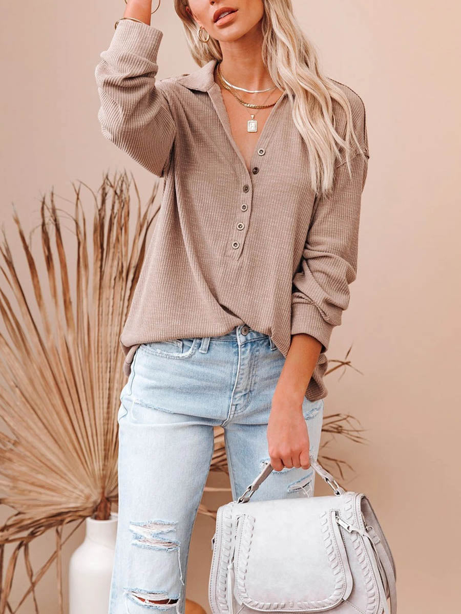 Lunimesd Button Down Casual Top