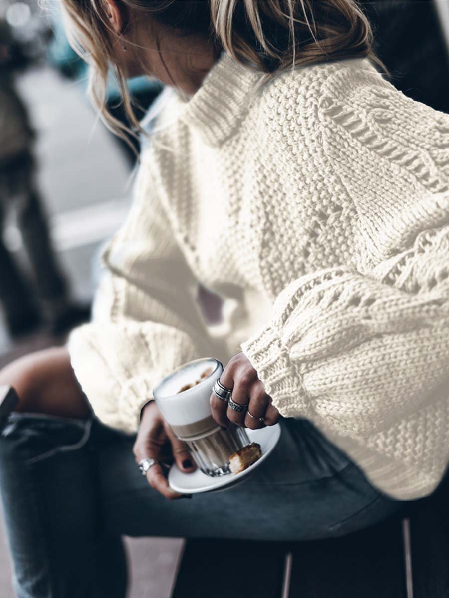 Lunimesd Solid Color Pullover Hollow Jumper