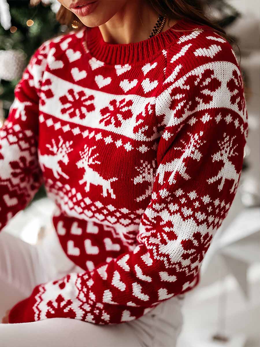 Lunimesd Snowflake Moose Christmas Sweater
