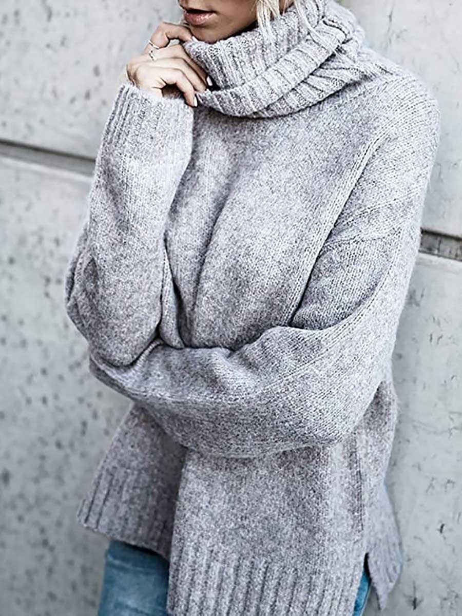 Lunimesd Solid Color Turtleneck Long Sleeve Sweater(6 colors)