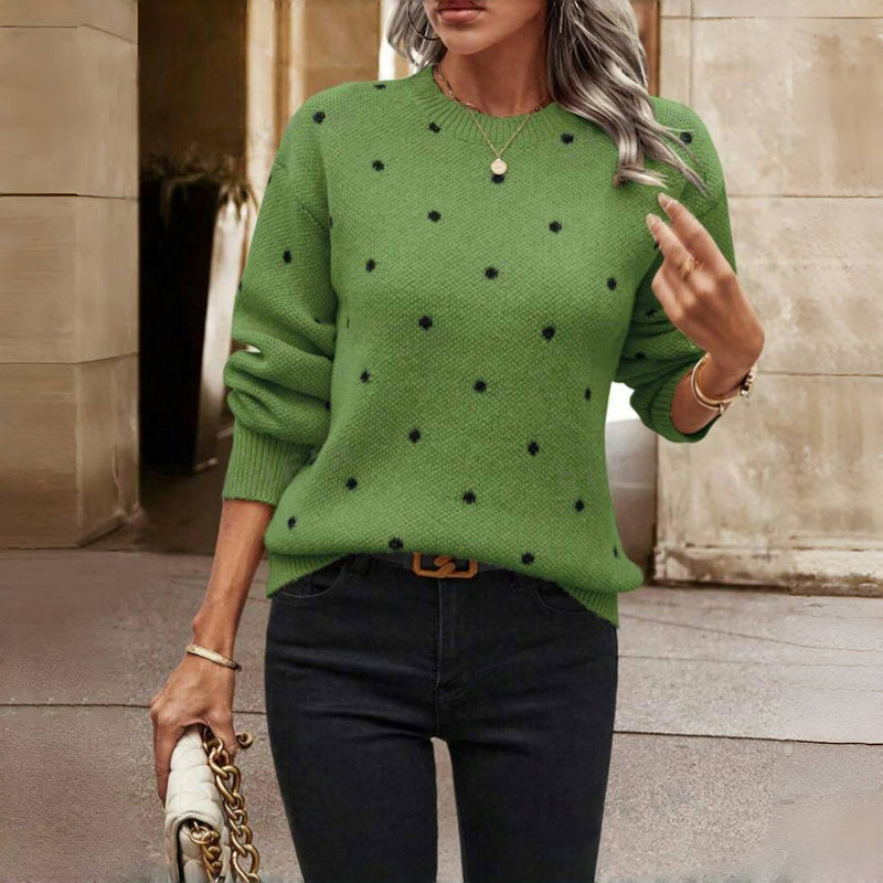 Knitted Sweater with Polka Dot Design