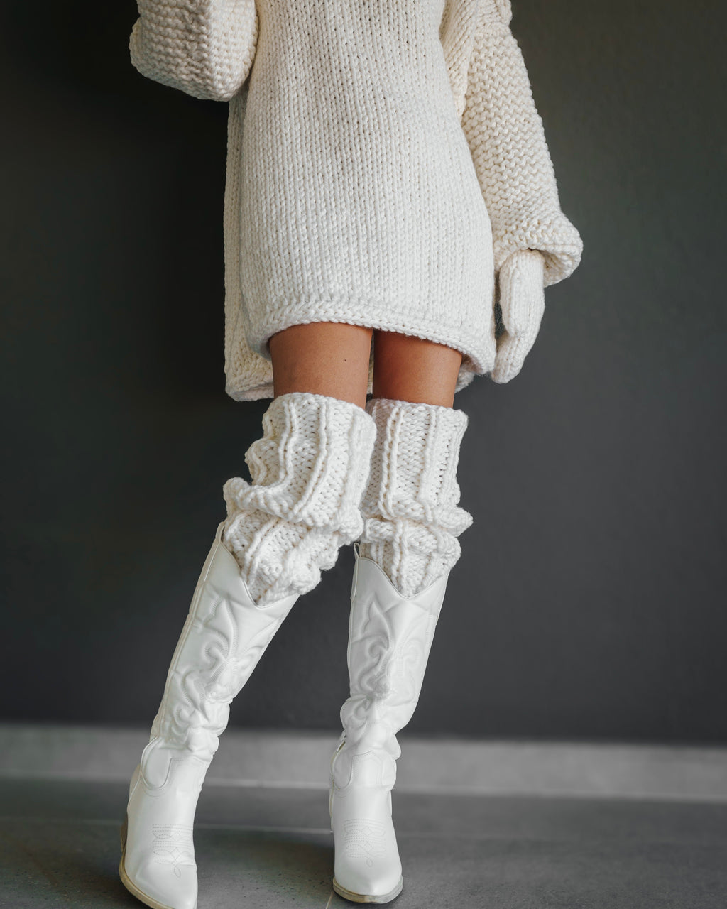 White hand-knitted soft sweater