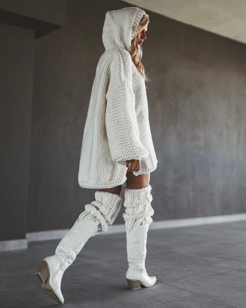 White hand-knitted soft sweater