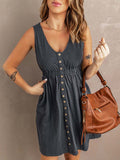 Lunimesd Casual Buttons Vest Dress(9 Colors)