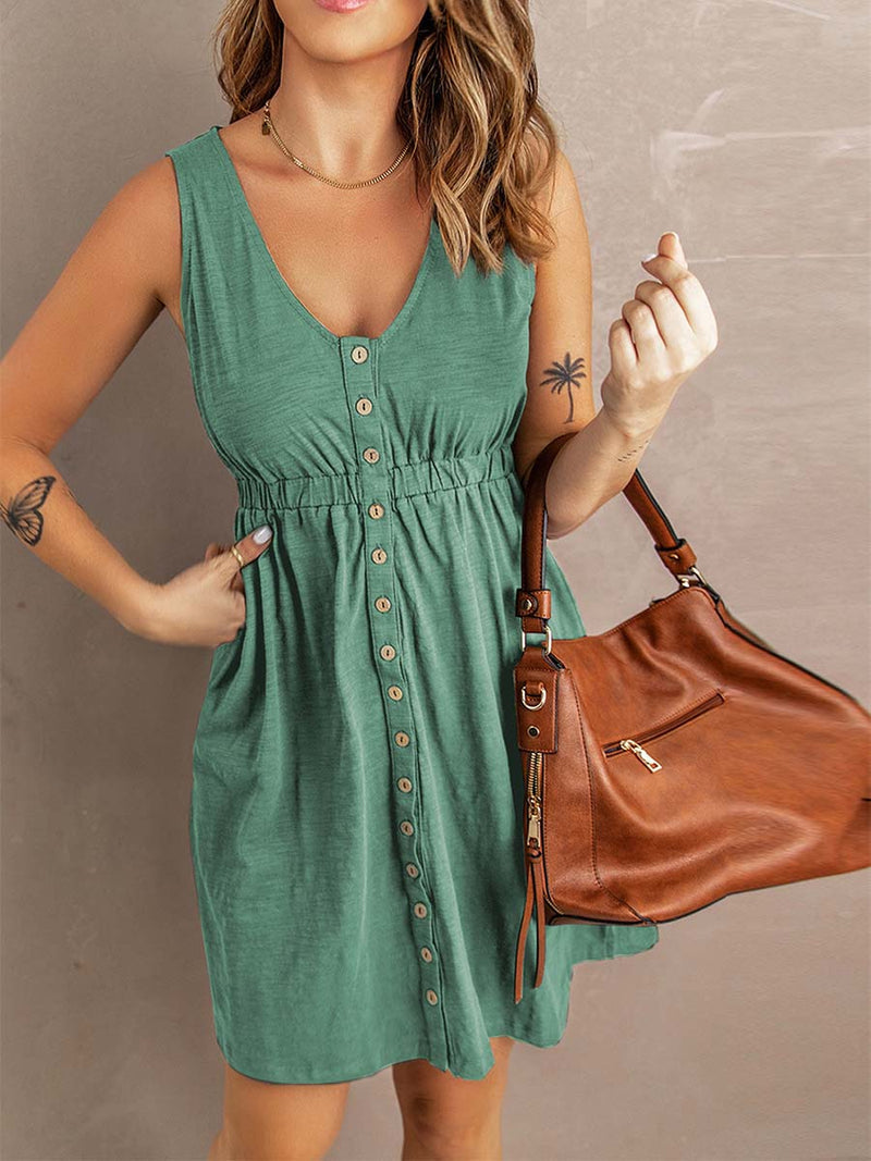 Lunimesd Casual Buttons Vest Dress(9 Colors)