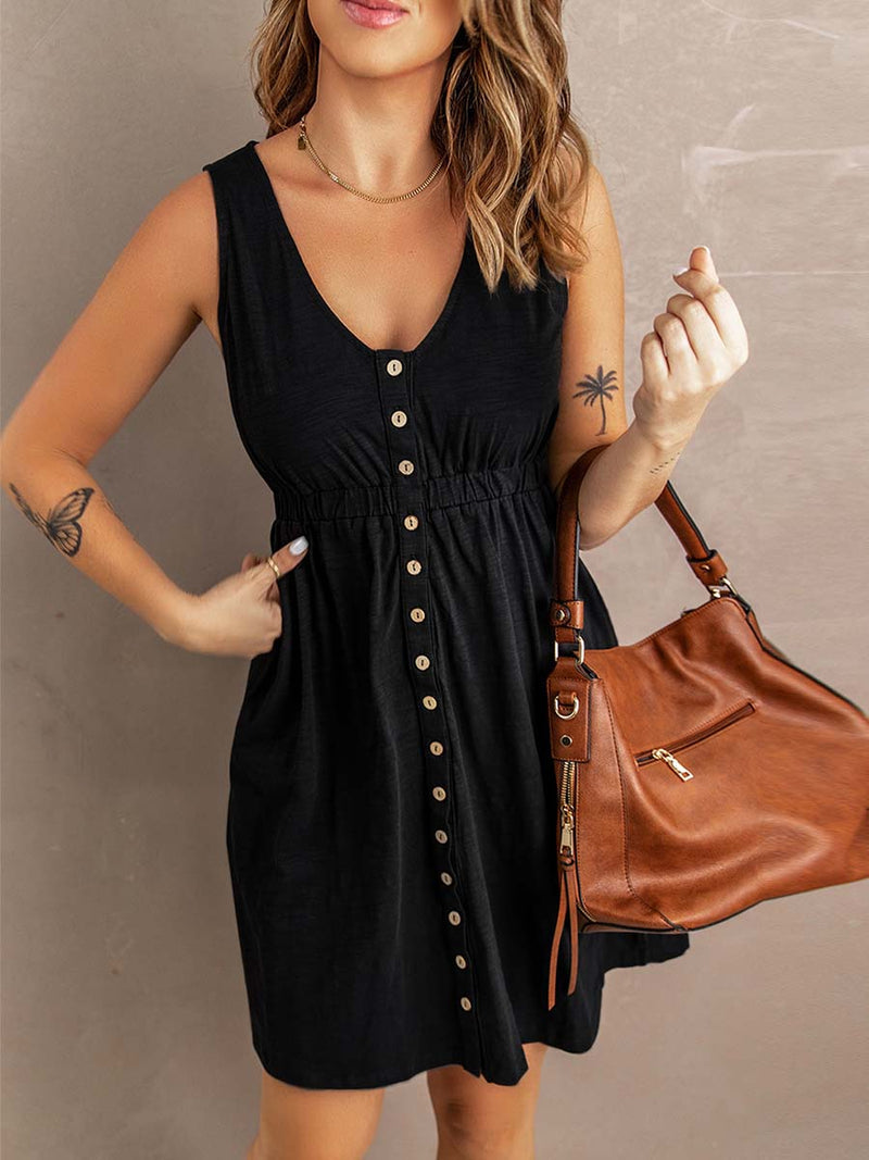 Lunimesd Casual Buttons Vest Dress(9 Colors)