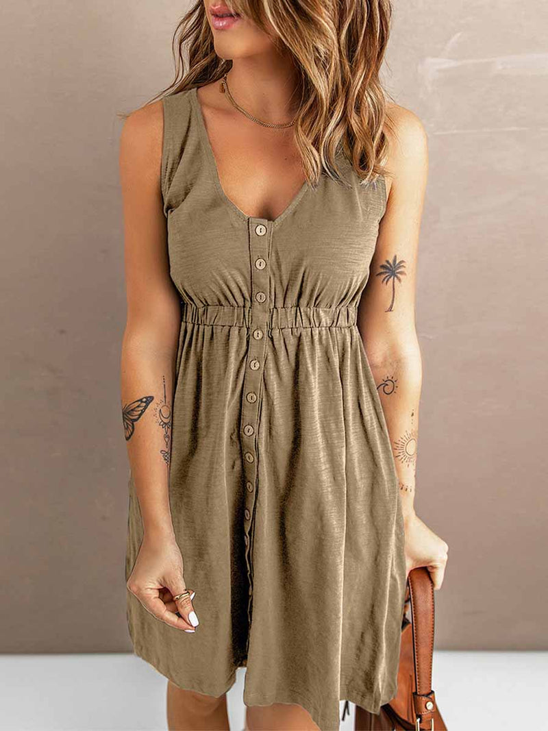 Lunimesd Casual Buttons Vest Dress(9 Colors)