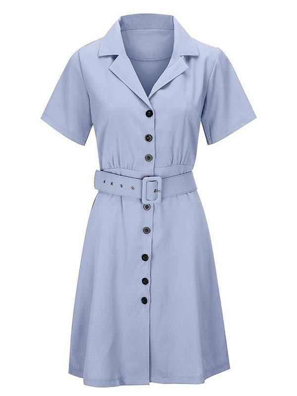 Lunimesd V-Neck Button Shirt Dress