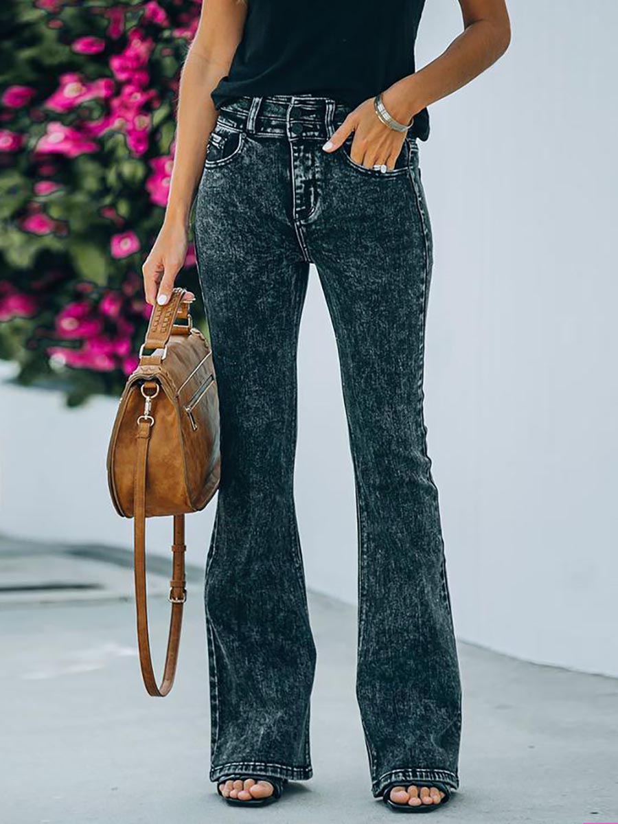 Lunimesd Veera High Rise Acid Wash Flare Denim