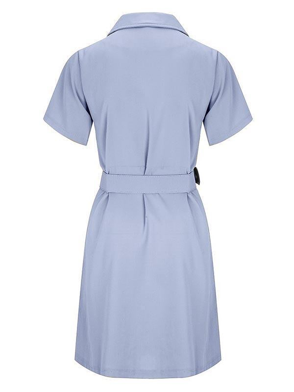 Lunimesd V-Neck Button Shirt Dress