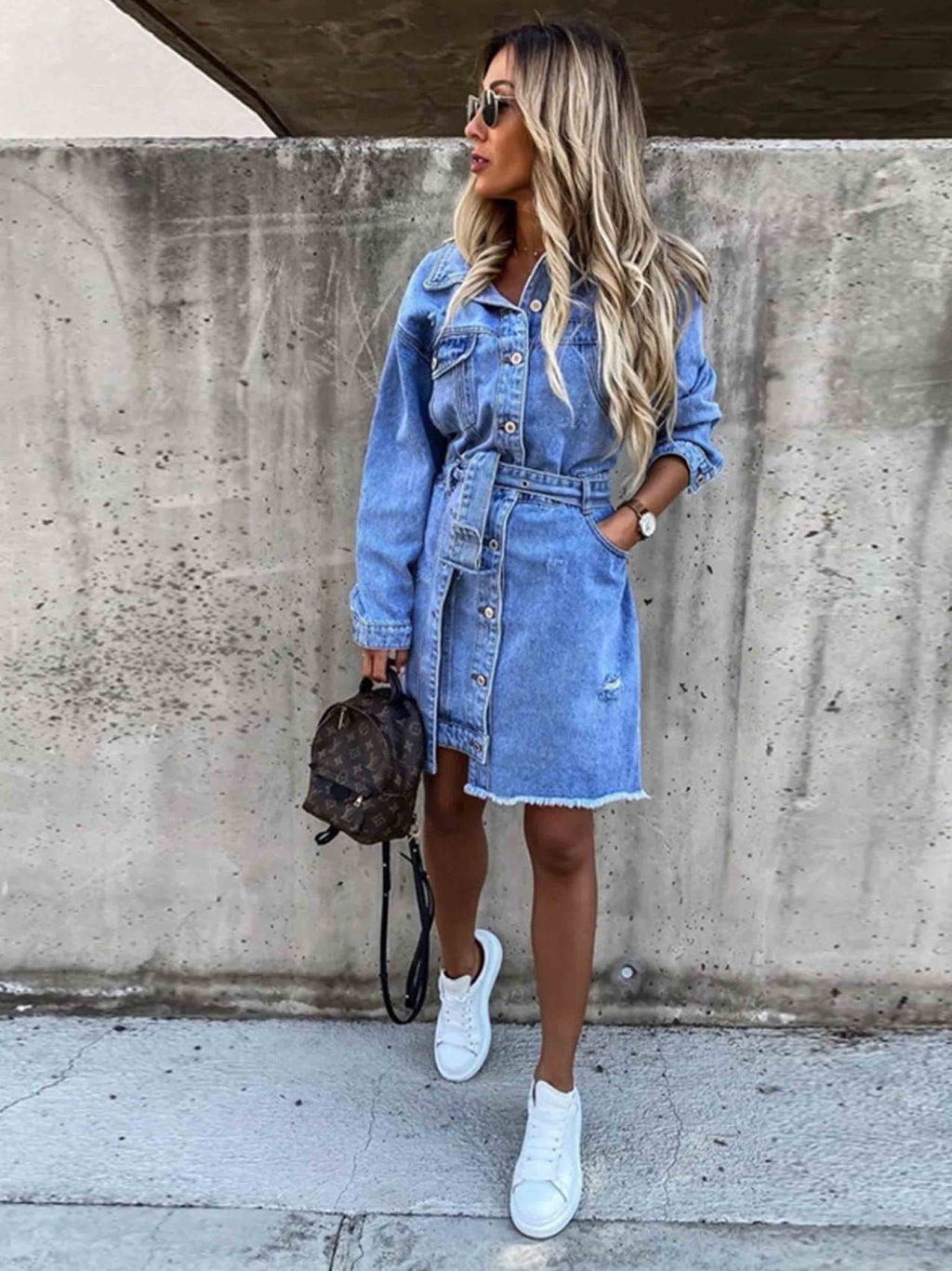 Lunimesd Sexy Denim Dress With Belt