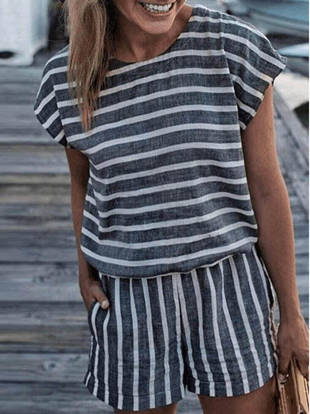 Lunimesd Striped Short Romper
