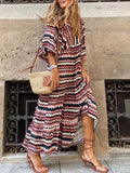 Lunimesd Printed Bubble Sleeve Dress