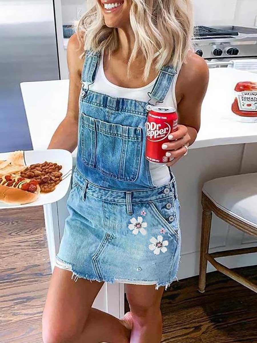 Lunimesd Solid Color Denim Skirt