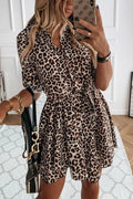 Lunimesd Animal Print Belted Mini Dress